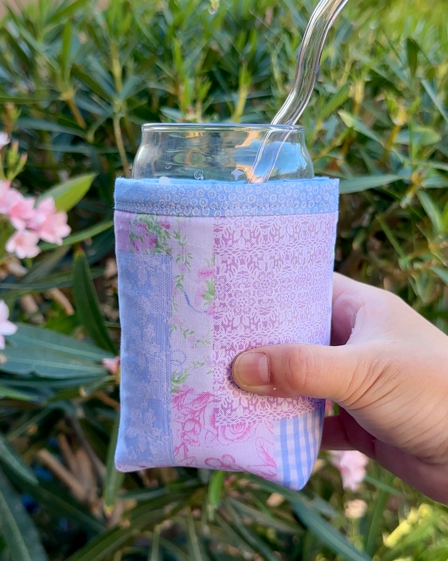 Cottage Rose Patchwork Iced Coffee Cozy