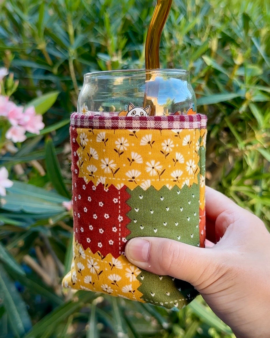 Golden Harvest Patchwork Iced Coffee Cozy