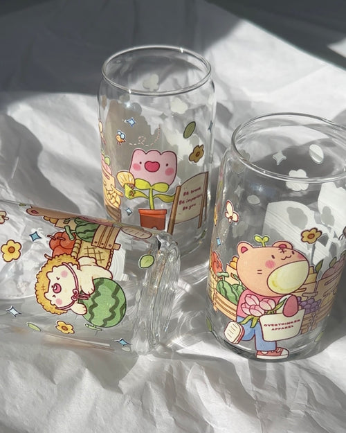 Farmer’s Market Glass Can – 16 oz Cottagecore Glass for Coffee & Matcha