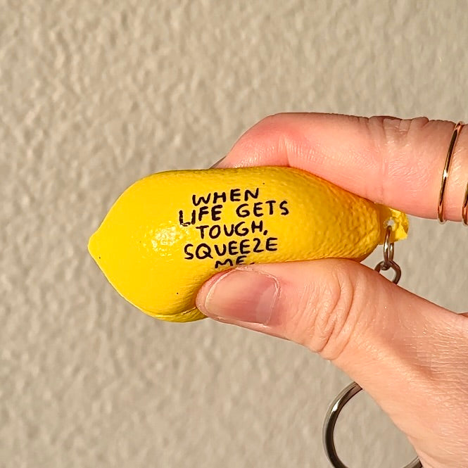Lemon Stress Ball Keychain – “When Life Gets Tough, Squeeze Me” Fidget Toy for Dorm Life & Daily Relief