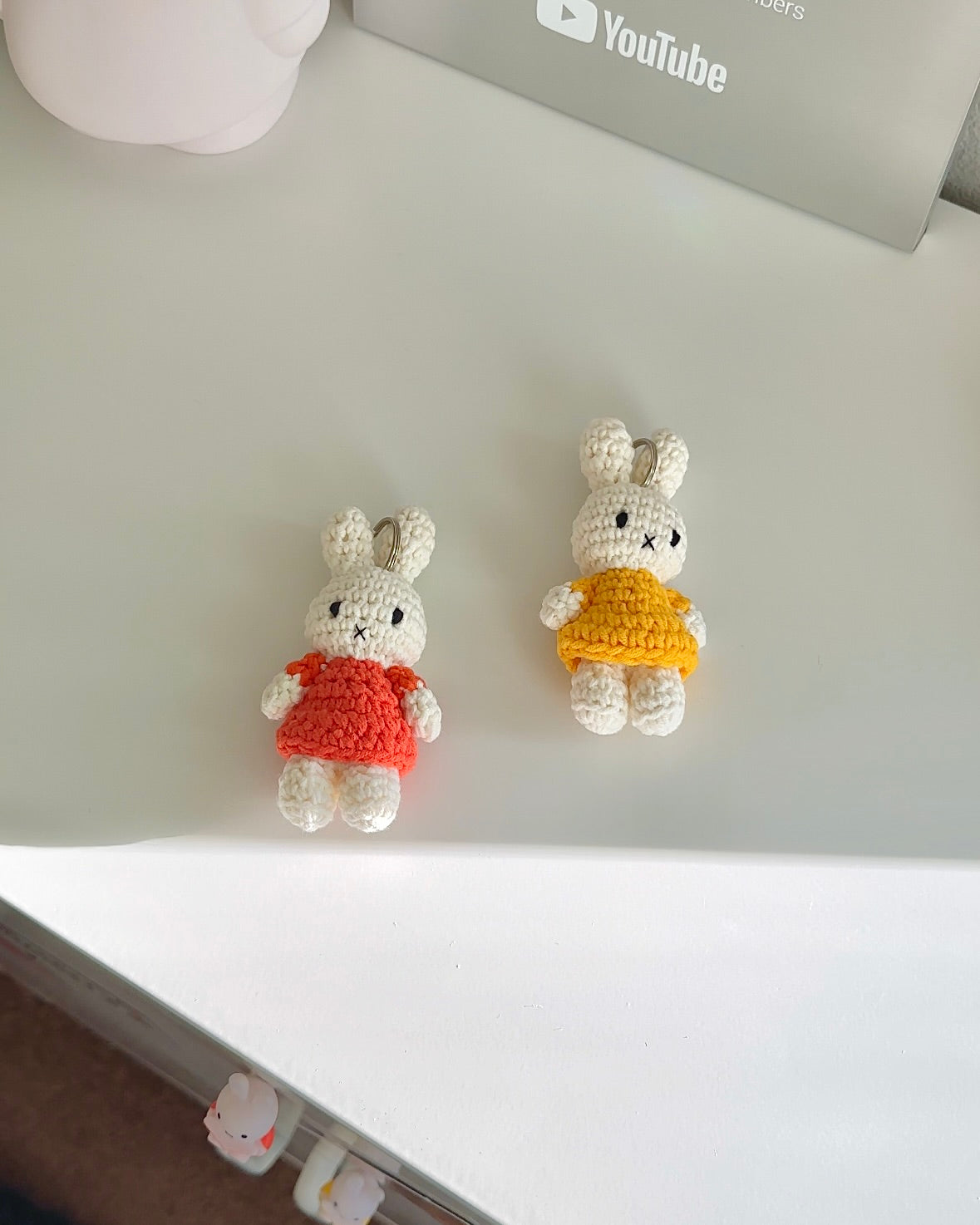 Miffy Crochet Keychain – Handmade Plush Bag Charm (Yellow Dress) | Kawaii Summer Gift for Keys & Backpacks