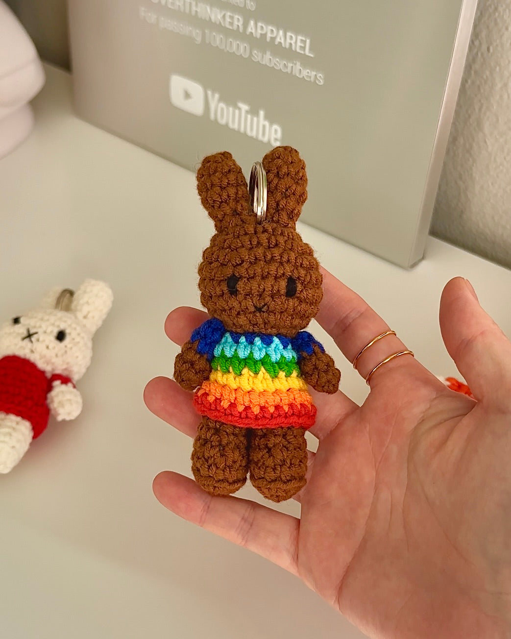 Rainbow Melanie Miffy Crochet Keychain – Handmade Pride Bag Charm | Just Dutch x Miffy Collectible Plush
