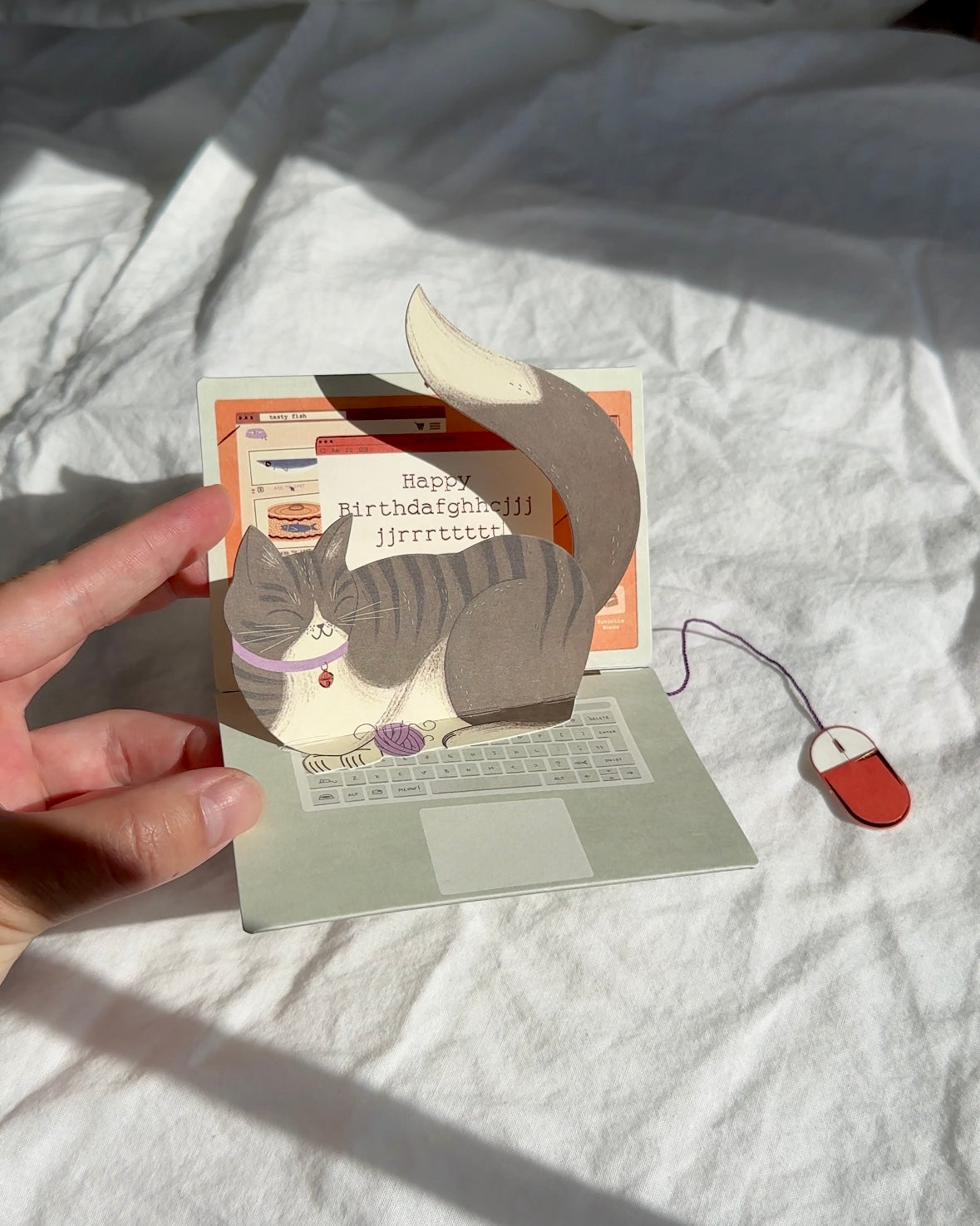 Funny Pop-Up Cat Birthday Card – “Happy Birthdafghhcjjjjjrrrttttt”