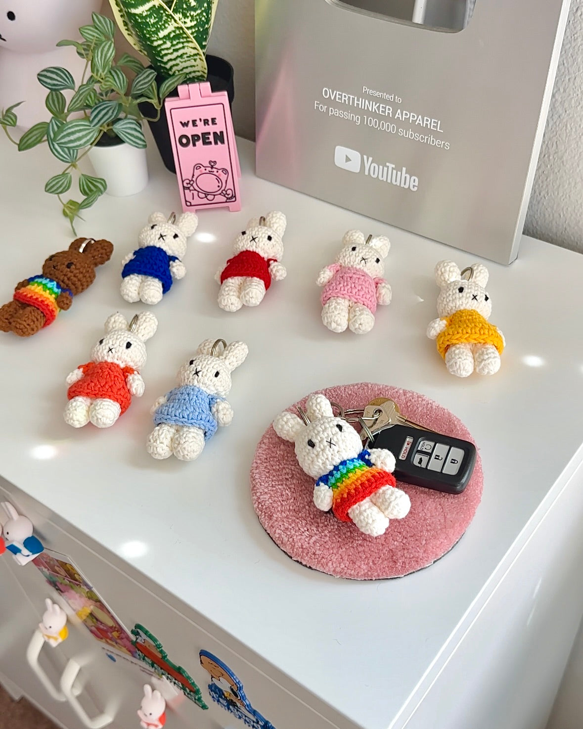Rainbow Miffy Crochet Keychain – Handmade Plush Bag Charm | Pride Gift, Kawaii Aesthetic, Official Just Dutch Plushie