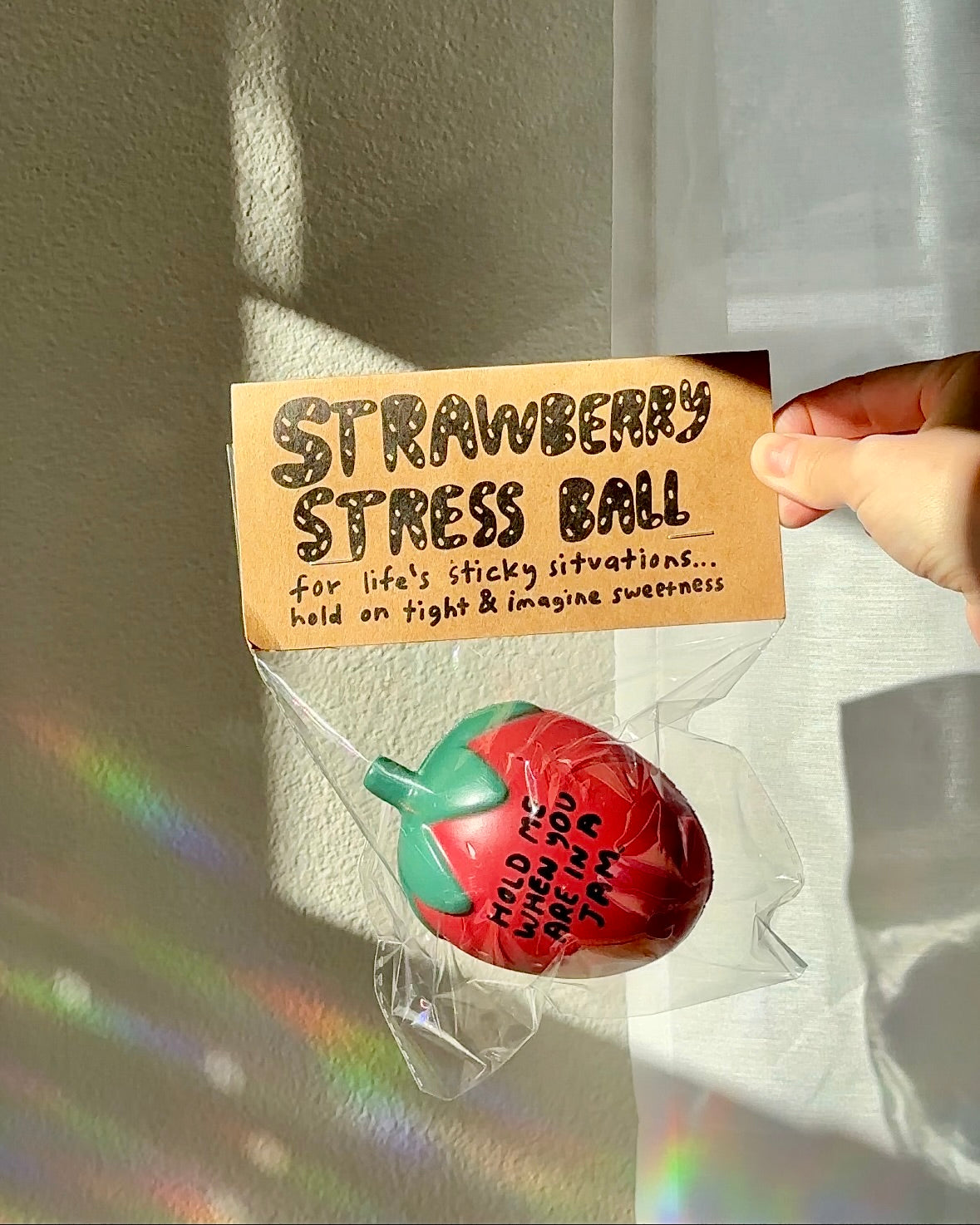 Strawberry Stress Ball – “Hold Me When You're in a Jam” 🍓 | Squishy Fidget Toy for Anxiety & Daily Relief