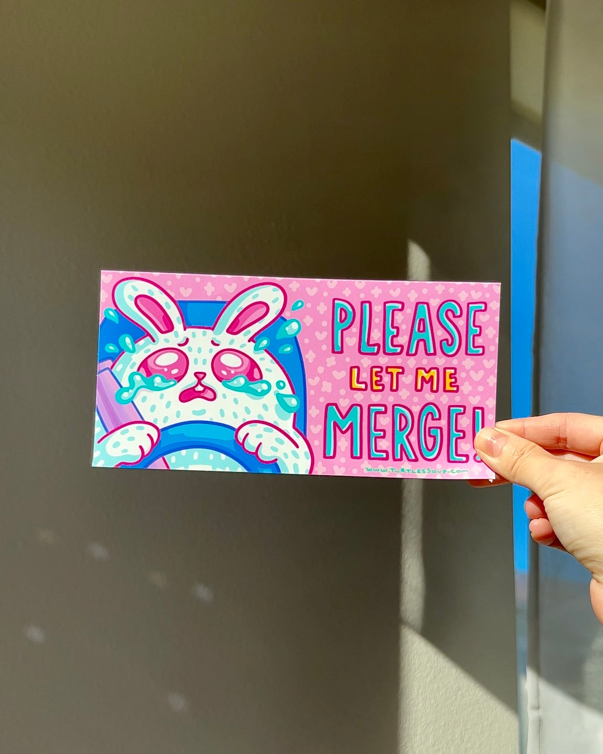 Please Let Me Merge Funny Bunny Sticker – Cute Car Decal for New Drivers & Students