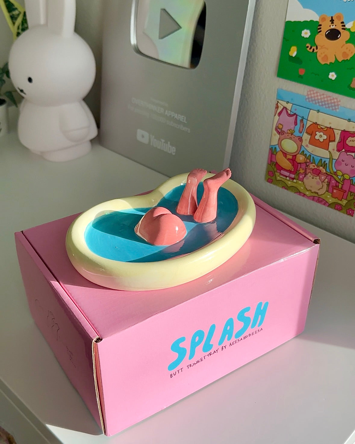 SPLASH Butt Trinket Tray – Handmade Ceramic Jewelry Dish for Dorm, Vanity & Quirky Decor
