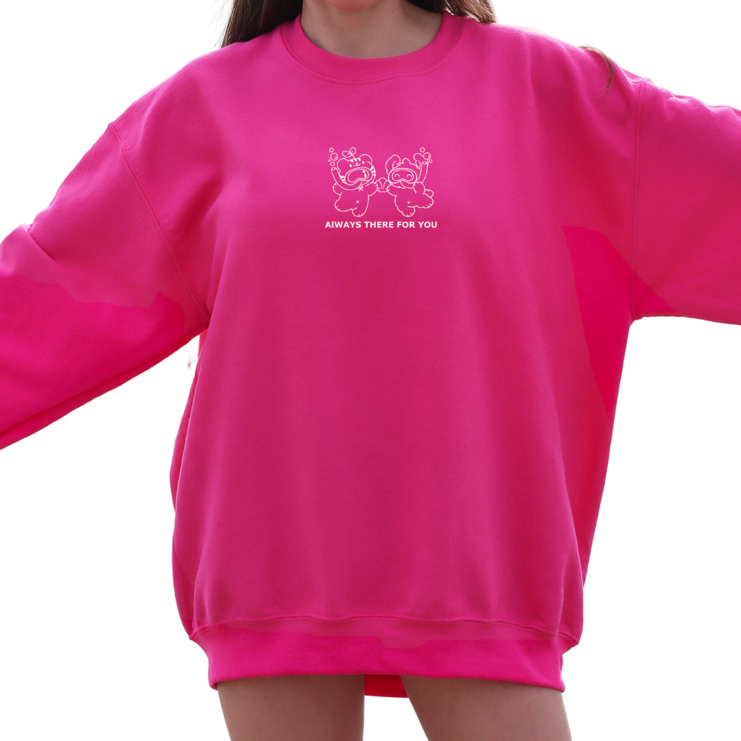 "Always There for You" Embroidered Crewneck Sweatshirt – Heliconia Pink