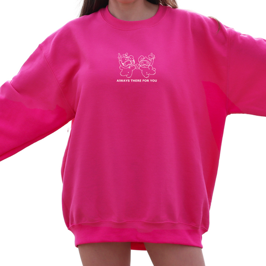 "ALWAYS THERE FOR YOU" Embroidered Crewneck Sweatshirt - Heliconia