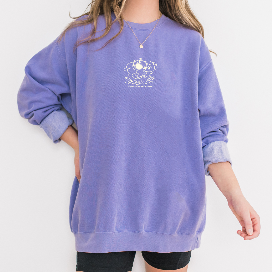 To Me, You Are Perfect Embroidered Crewneck Sweatshirt