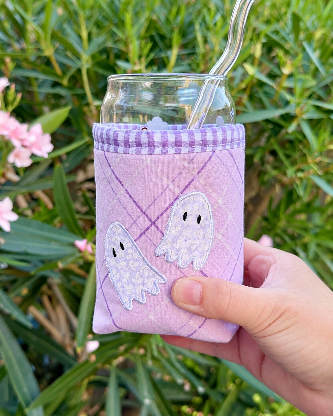 Ghostie Plaid Iced Coffee Cozy