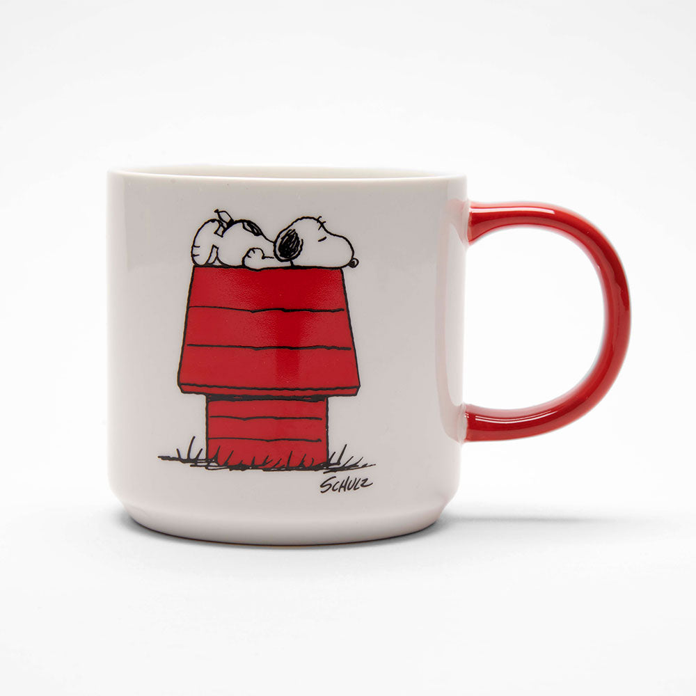 Snoopy “Allergic to Mornings” Mug – Funny Peanuts® Red Handle Coffee Cup