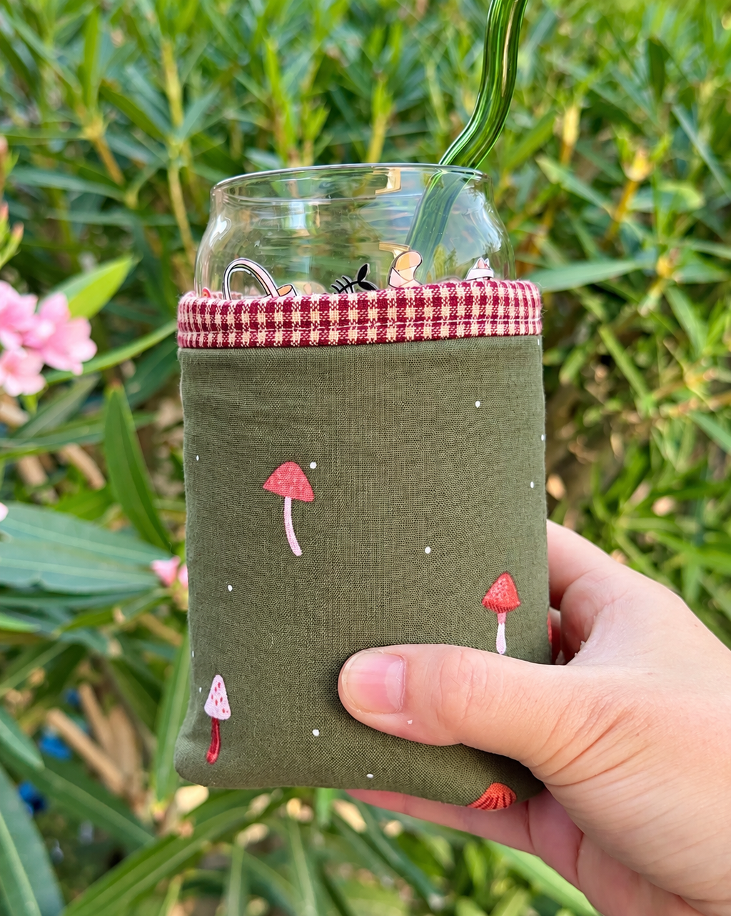Mushroom Meadow Iced Coffee Cozy