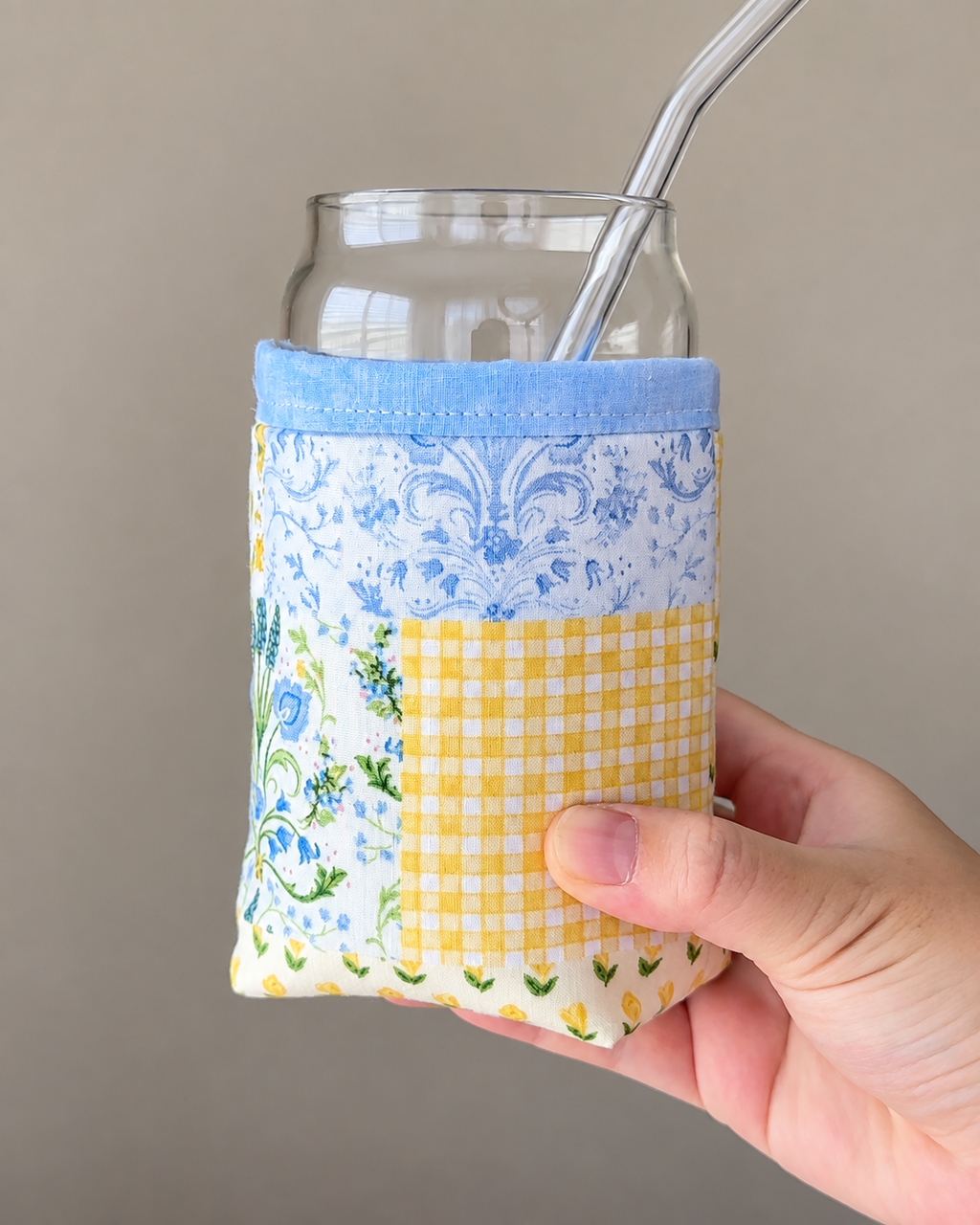 Sunny Garden Patchwork Iced Coffee Cozy
