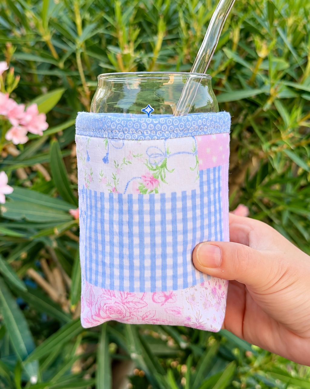 Cottage Rose Patchwork Iced Coffee Cozy