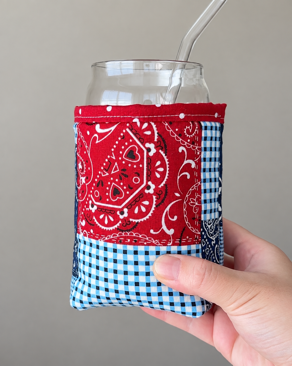Americana Bandana Patchwork Iced Coffee Cozy