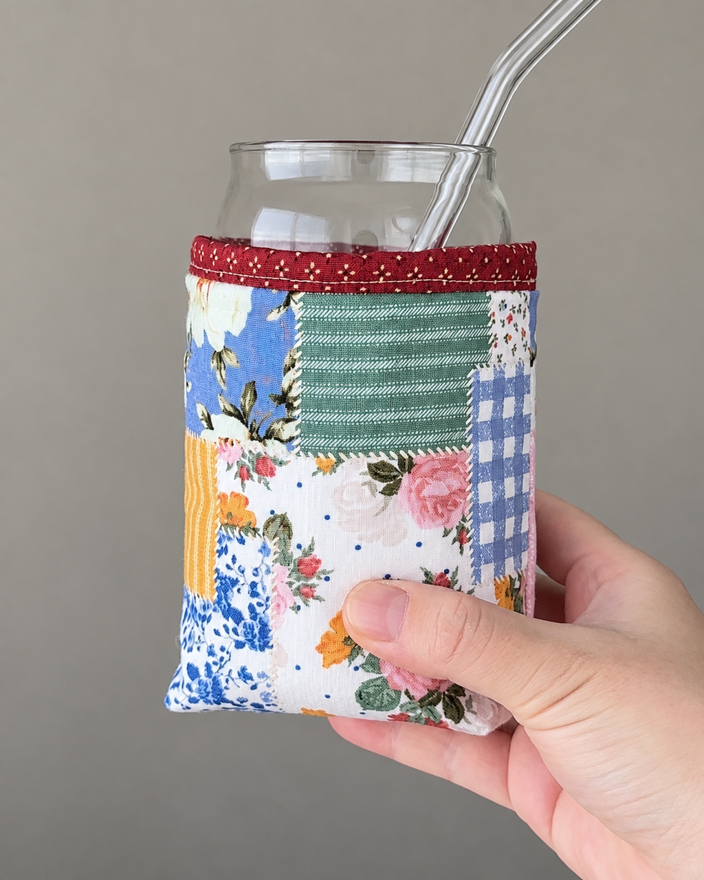Harvest Garden Patchwork Iced Coffee Cozy