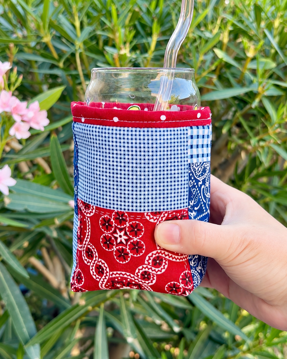 Americana Bandana Patchwork Iced Coffee Cozy
