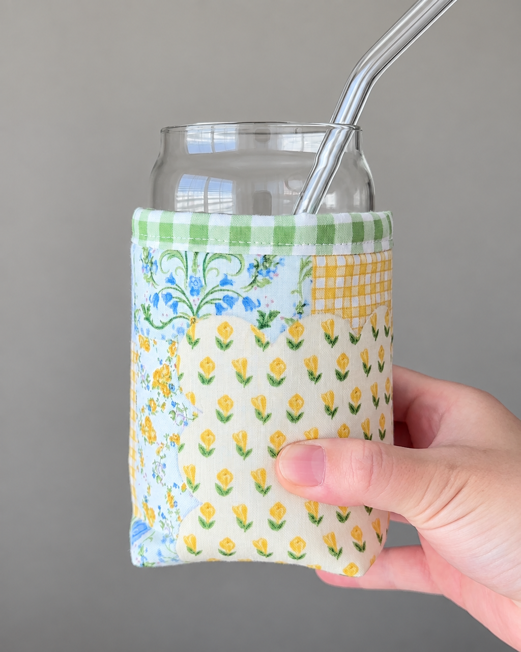 Sunny Garden Patchwork Iced Coffee Cozy