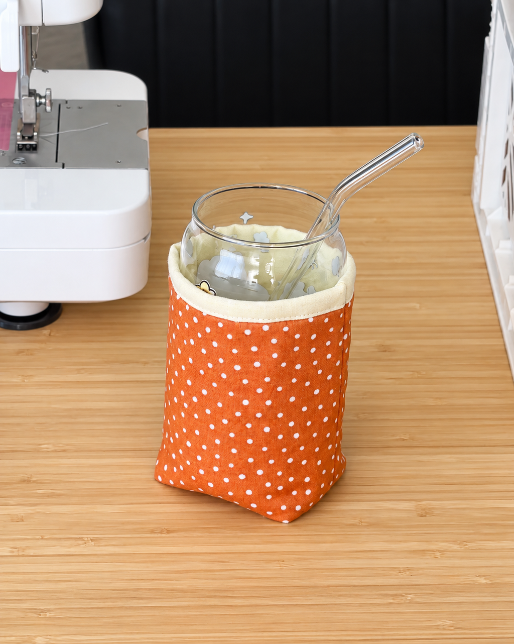 Pumpkin Spice Polka Dot Iced Coffee Cozy