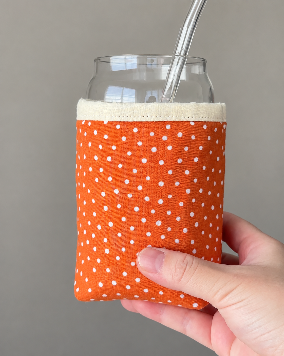 Pumpkin Spice Polka Dot Iced Coffee Cozy