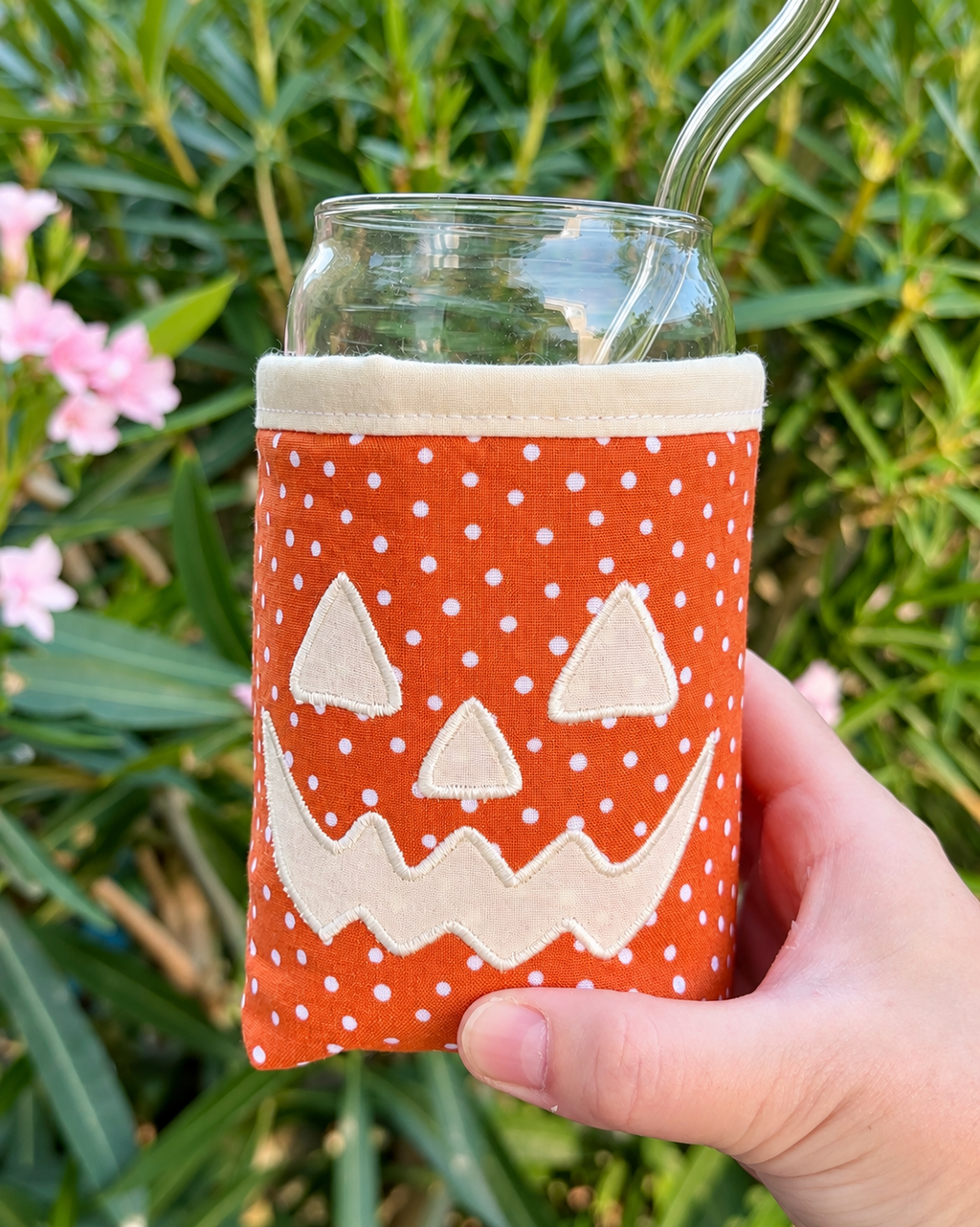 Pumpkin Dot Jack Iced Coffee Cozy