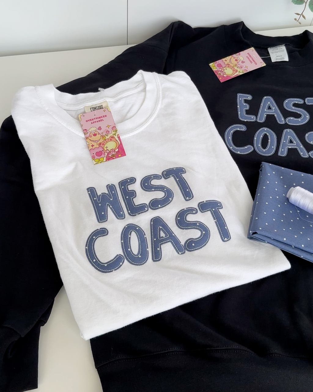 West Coast Patchwork Tee — White Relaxed Fit 100% Cotton T-Shirt
