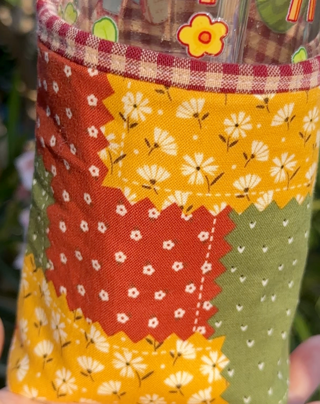 Golden Harvest Patchwork Iced Coffee Cozy