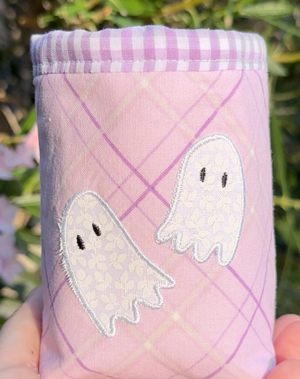 Ghostie Plaid Iced Coffee Cozy