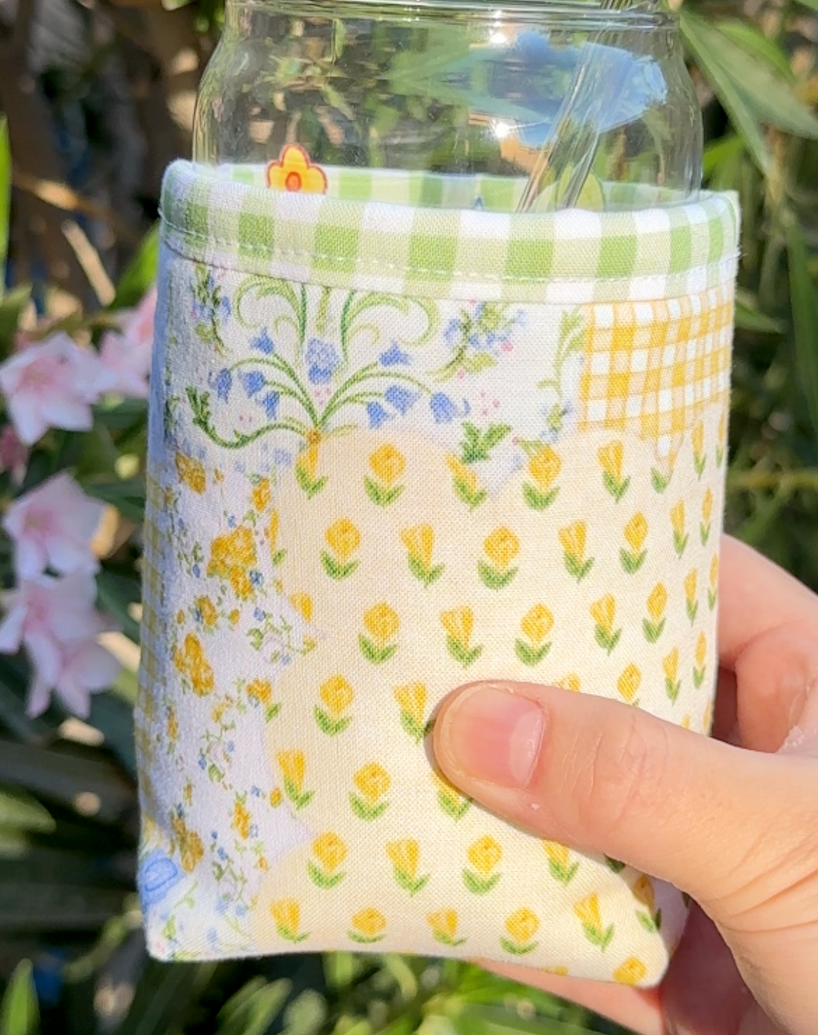 Sunny Garden Patchwork Iced Coffee Cozy