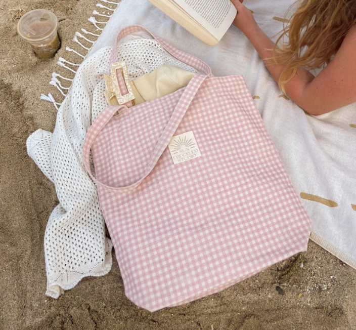 Strawberry Gingham Tote Bag