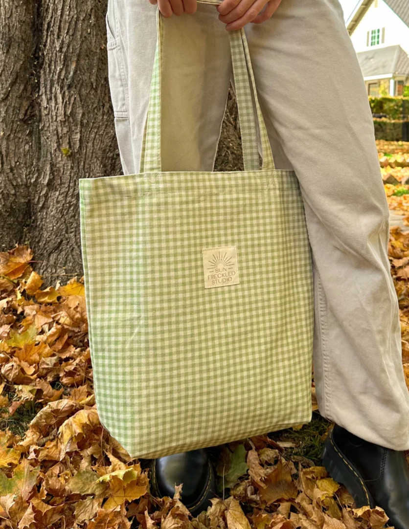 Sage Gingham Tote Bag