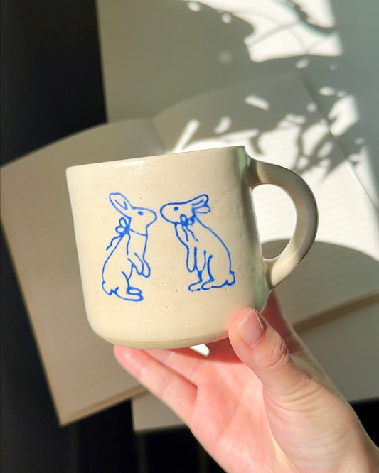 ‘Bunnies with Bows’ Ceramic Mug - Handmade in Oklahoma