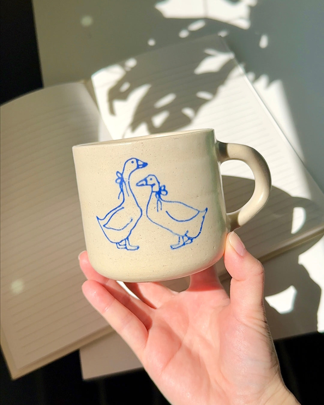 ‘Ducks with Bows’ Ceramic Mug - Handmade in Oklahoma