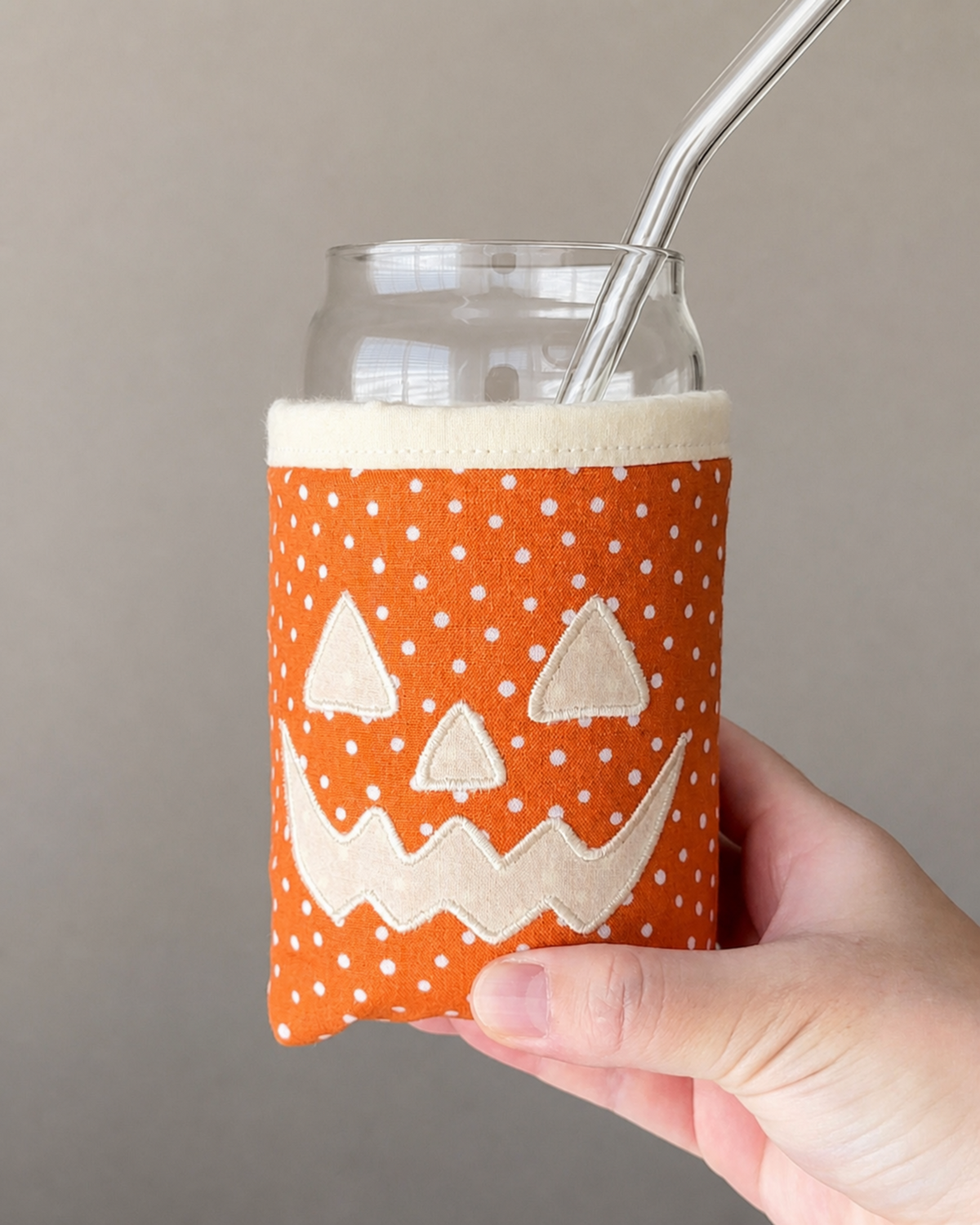 Pumpkin Dot Jack Iced Coffee Cozy