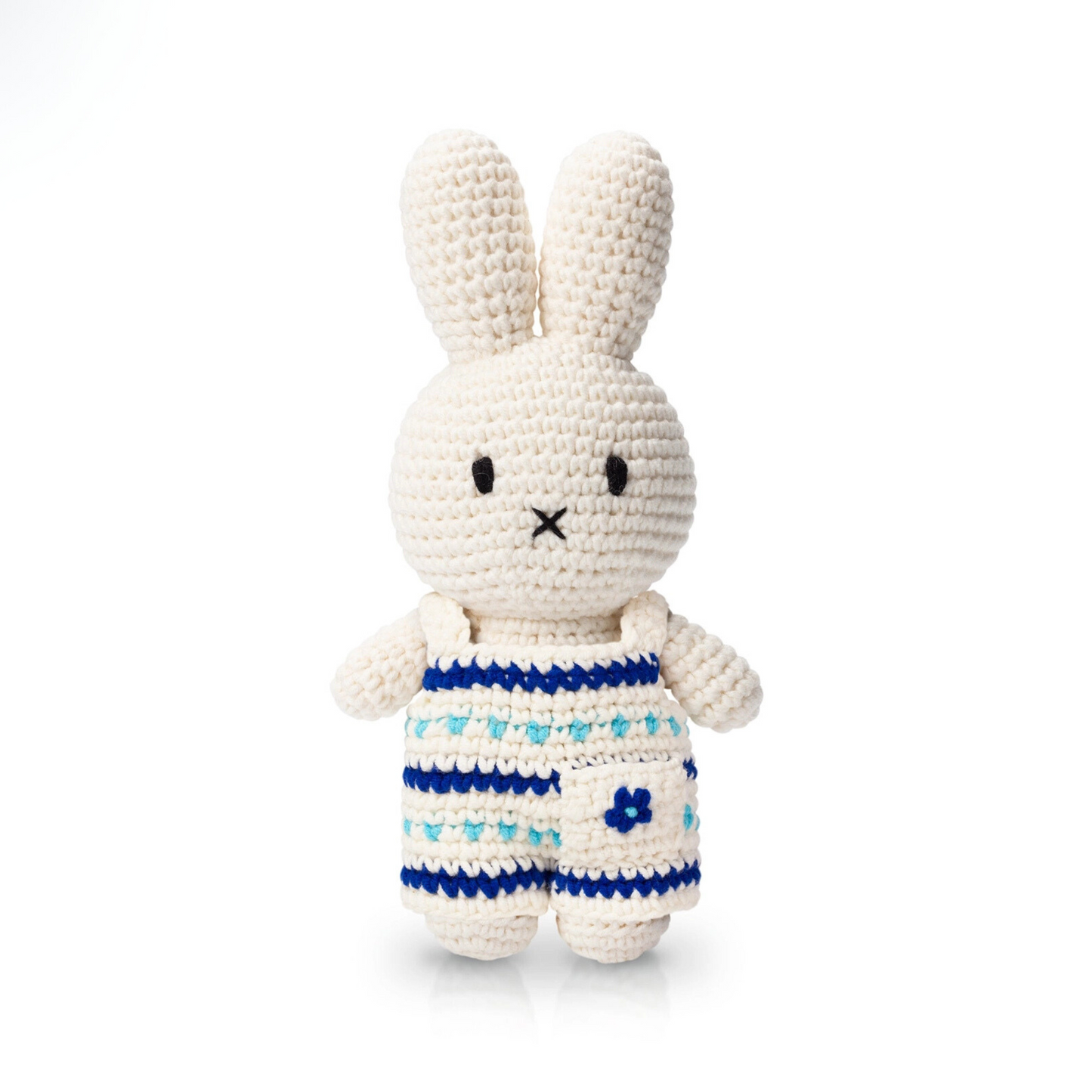 Miffy Crochet Plush Toy – Delft Blue Floral Jumpsuit | Handmade