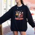 Midnight Party Halloween Crewneck – Black Graphic Sweatshirt for Cute & Cozy Spooky Season Fits
