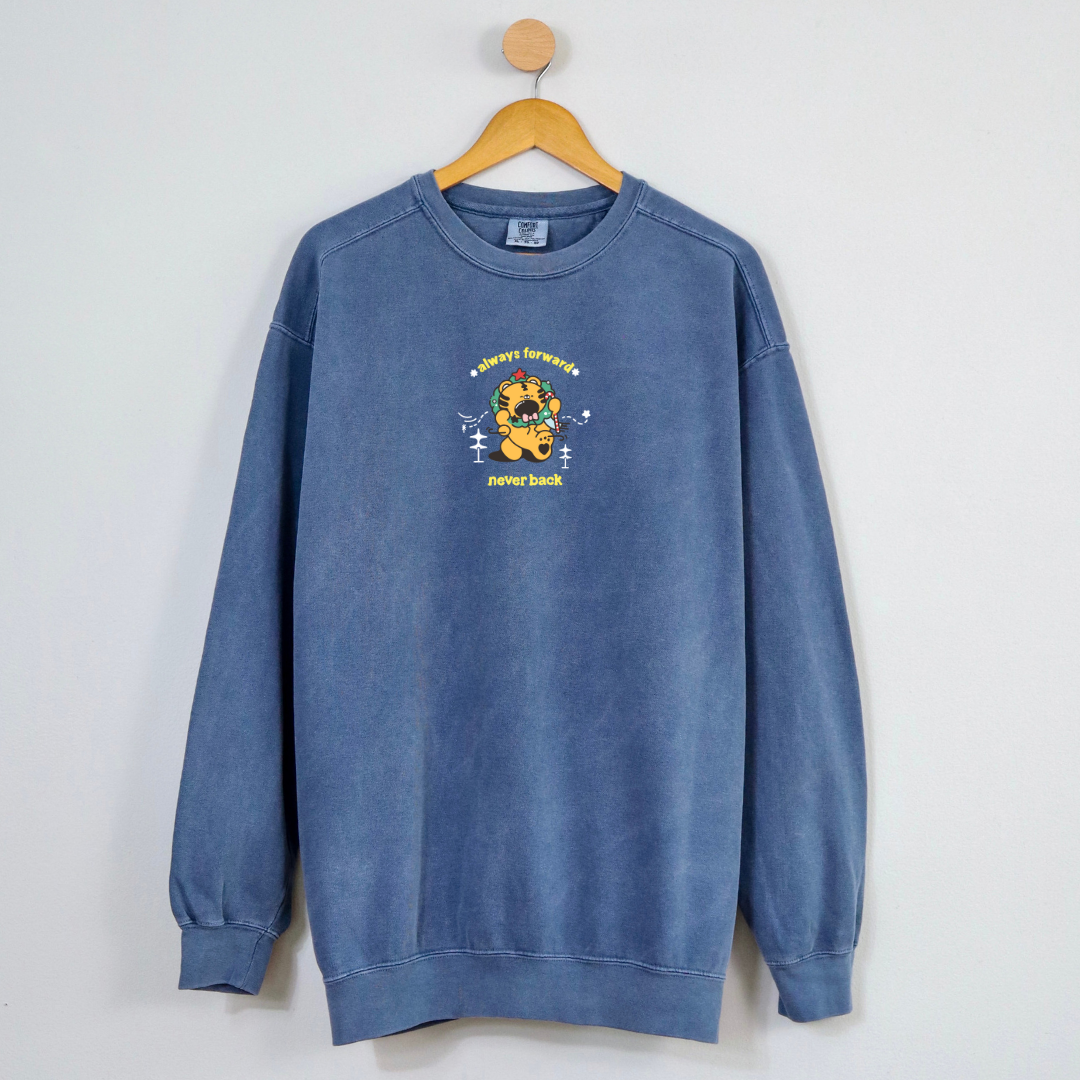 ALWAYS FORWARD NEVER BACK Embroidered Crewneck Sweatshirt