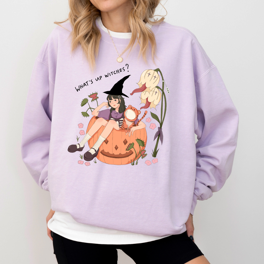 [OOPSIE] WHAT'S UP WITCHES? Crewneck Sweatshirt - Orchid