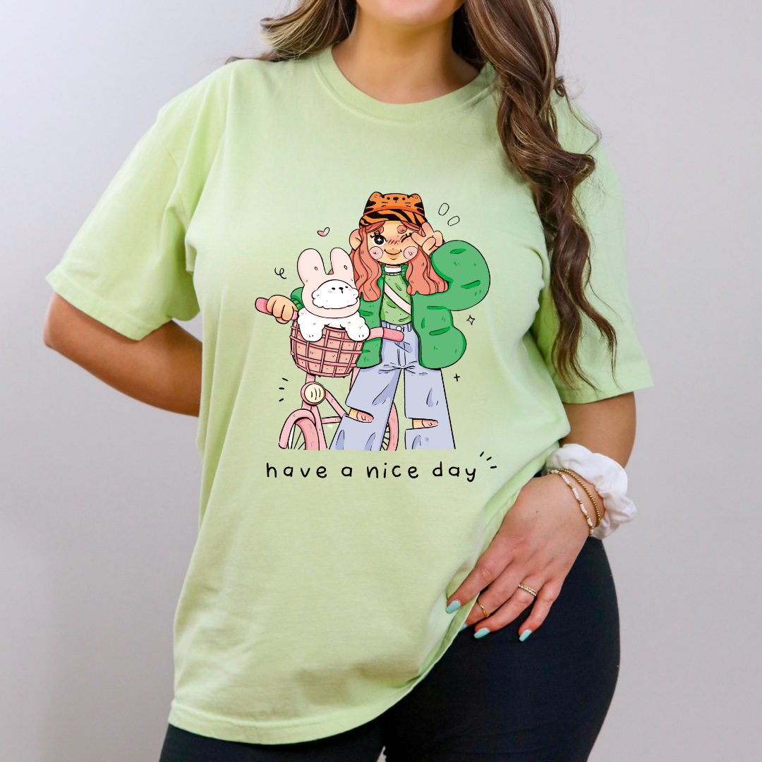 Have a Nice Day Graphic Tee – Pastel Green
