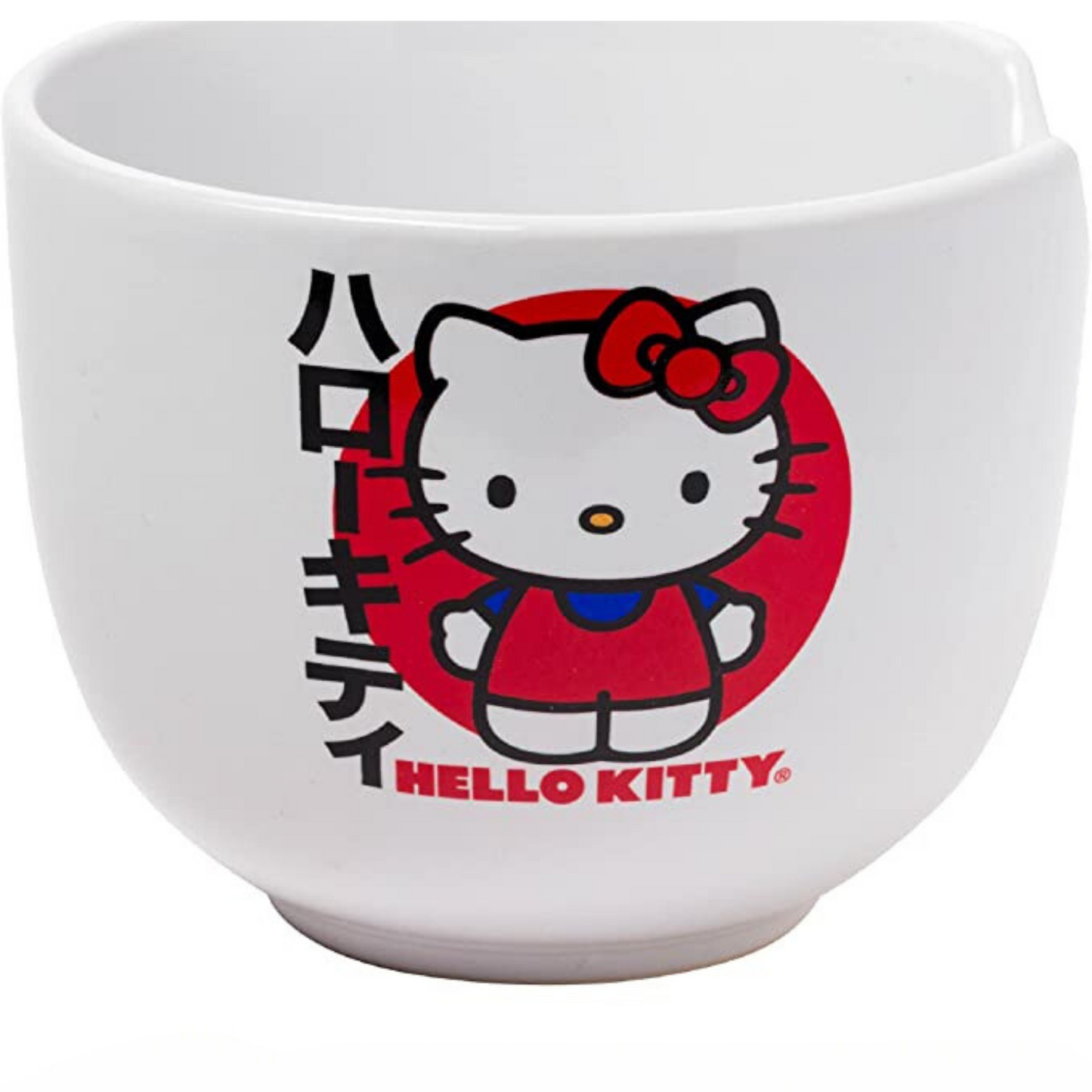 Sanrio Ceramic Ramen Bowl with Chopsticks - Hello Kitty Japanese Logo