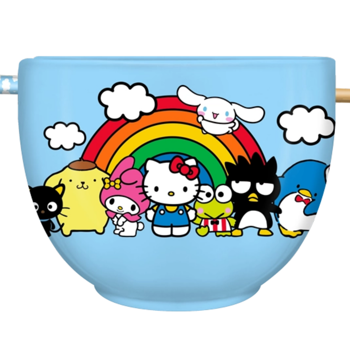 Sanrio Ramen Bowl with Chopsticks - Hello Kitty and Friends (Blue)