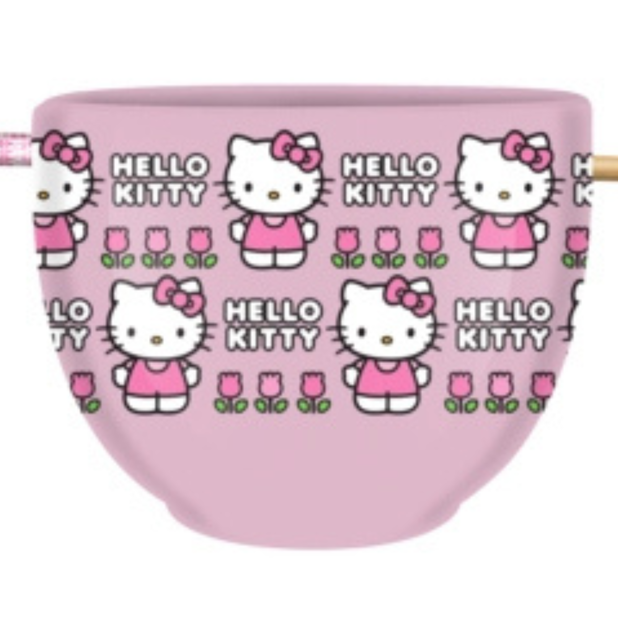 Hello Kitty Pink Ramen Bowl – Kawaii Ceramic Noodle Bowl with Chopsticks (20 oz)