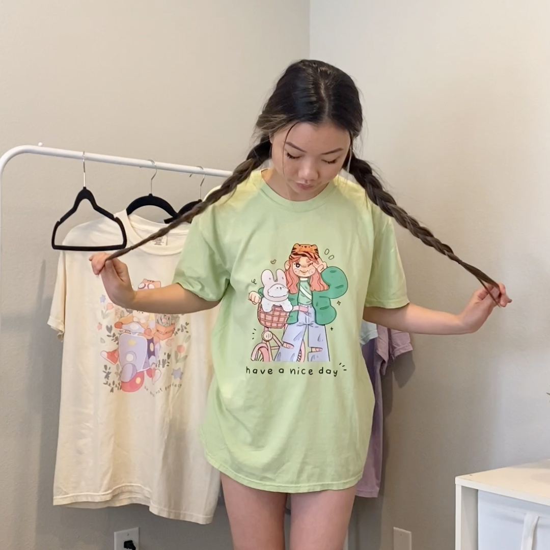 Have a Nice Day Graphic Tee – Pastel Green