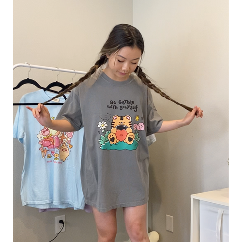 “Be Gentle With Yourself” Graphic Tee | Charcoal Gray Positive Shirt | Small Batch Printed in Las Vegas