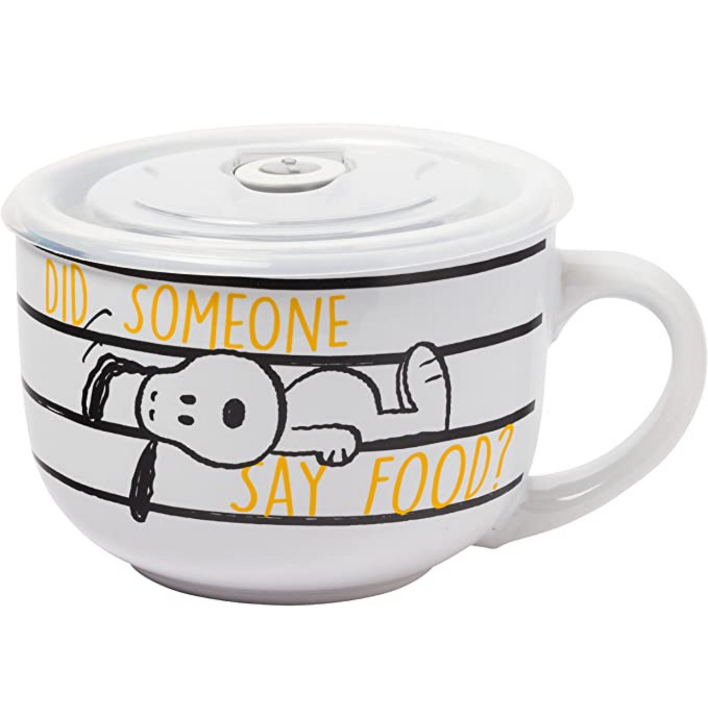 Snoopy Oversized Ceramic Soup Mug with Vented Lid – 24 oz