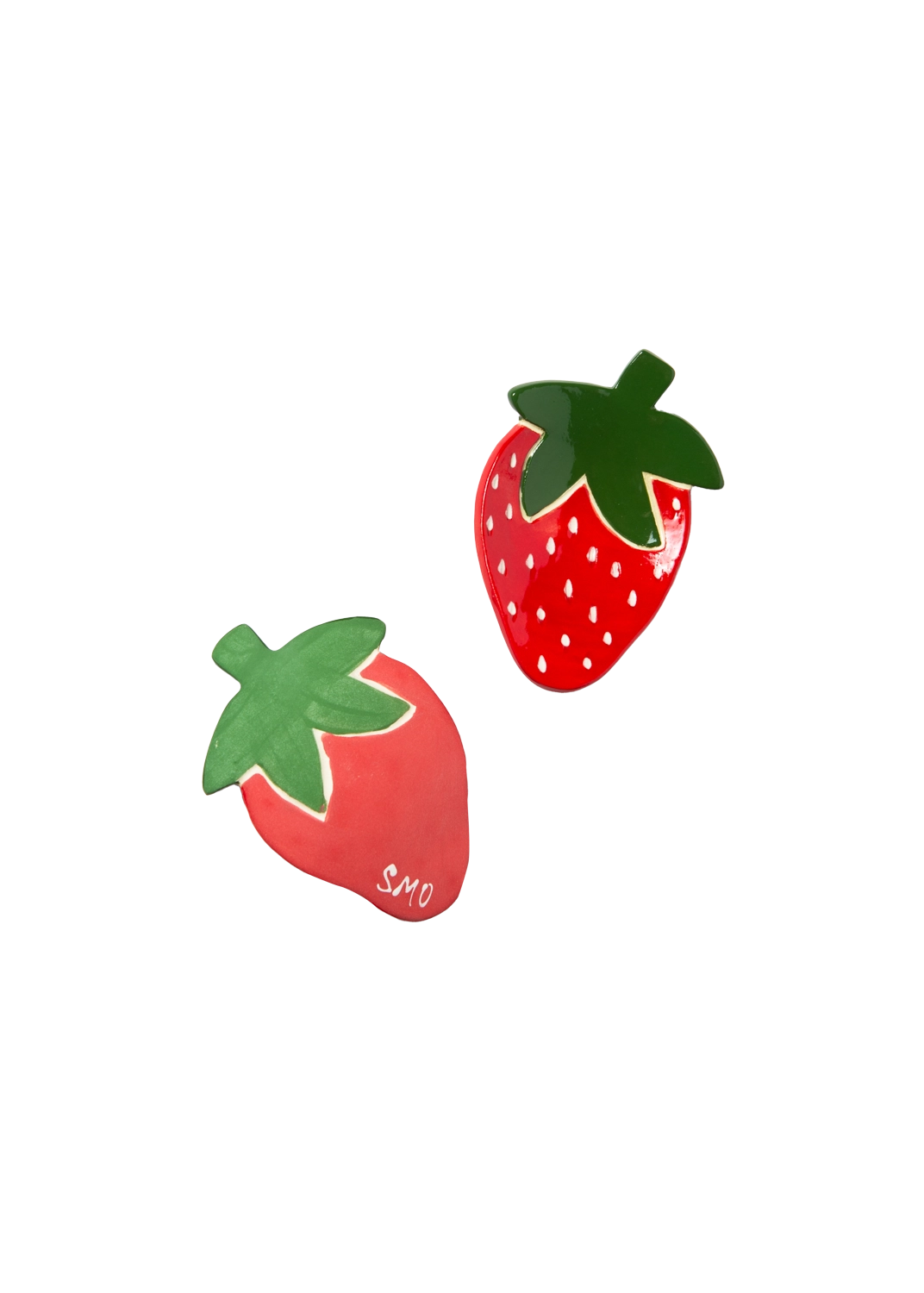 Strawberry Ceramic Trinket Dish – Handmade Jewelry Tray for Dorm & Desk Decor