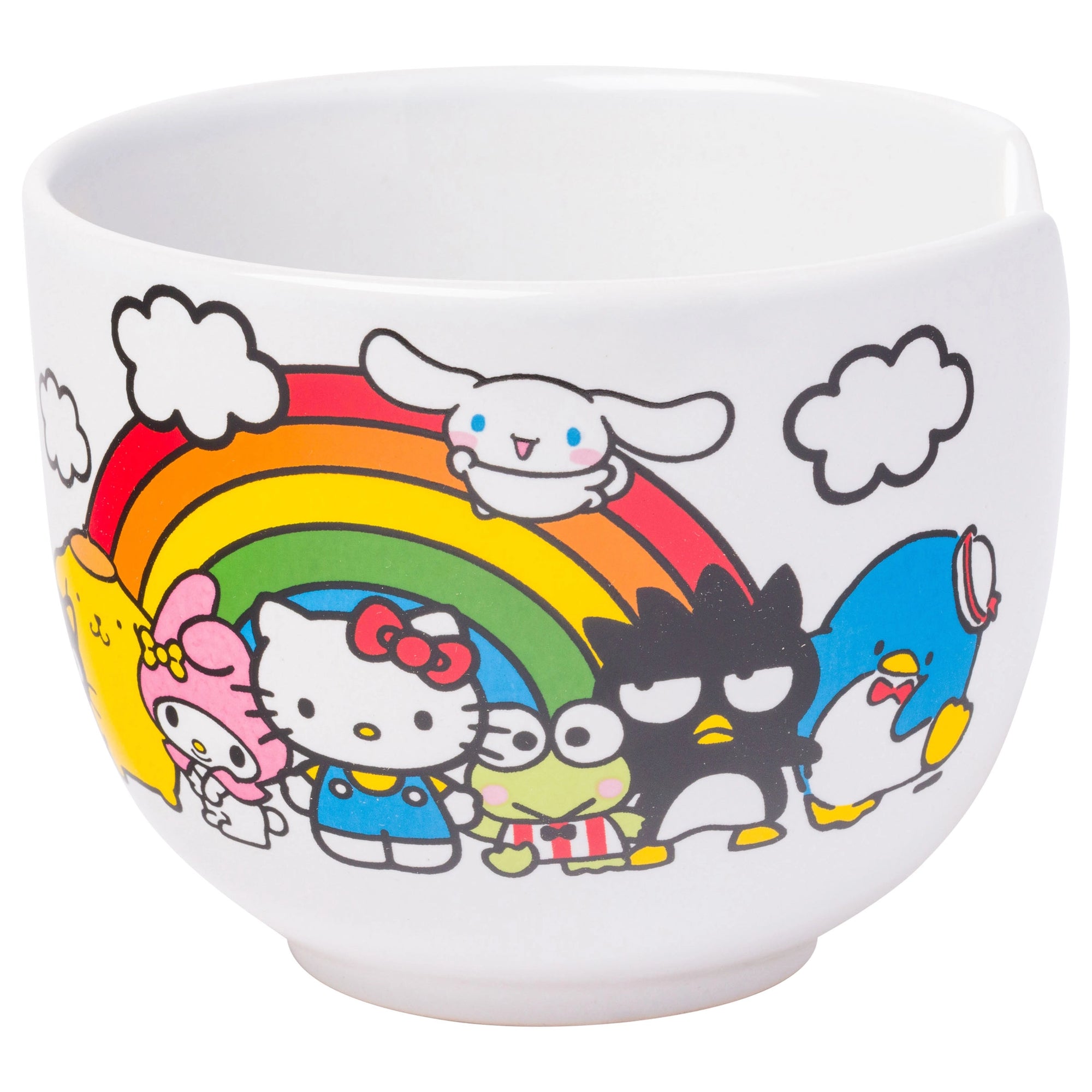 Hello Kitty & Friends Ramen Bowl – White Ceramic Kawaii Noodle Bowl with Chopsticks (20 oz)