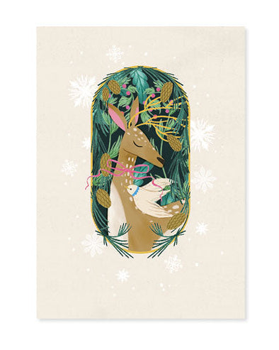 Festive Deer Christmas Card – 3D Pop-Up Holiday Greeting with Gold Foil