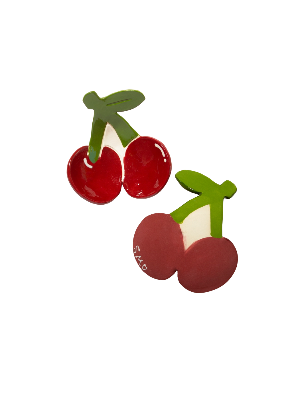 Cherry Ceramic Trinket Dish – Handmade Fruit Dorm Desk Tray & Spoon Rest
